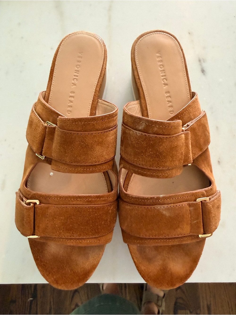 Veronica Beard Suede Wedge Sandals 8.5M Welda